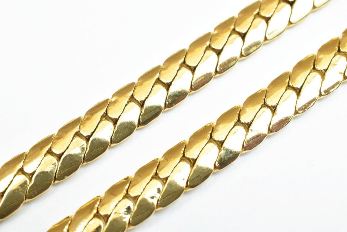 18k gold filled EP herringbone cuban chain 18kt gold filled size 18"/20" inch long 5mm/4mm width item #cg440/cg514 jewelry...