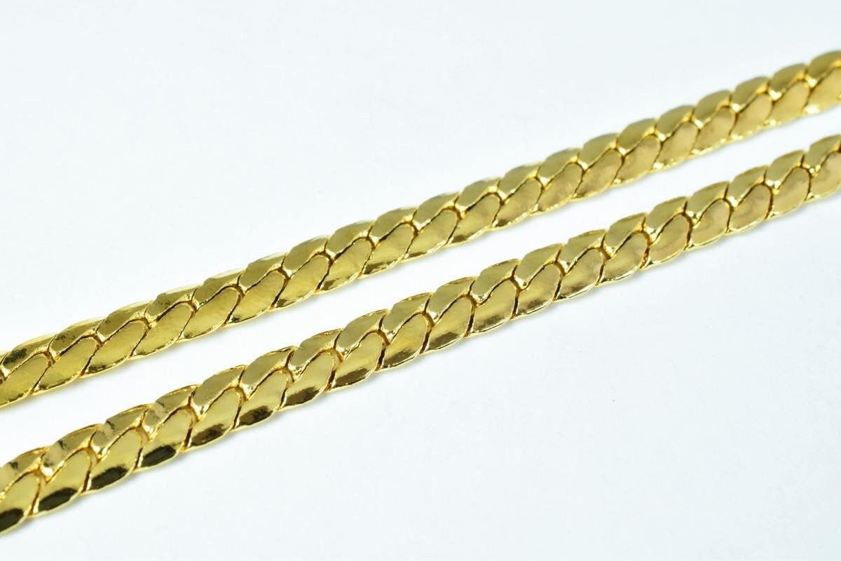 18k gold filled EP herringbone cuban chain 18kt gold filled size 18"/20" inch long 5mm/4mm width item #cg440/cg514 jewelry...