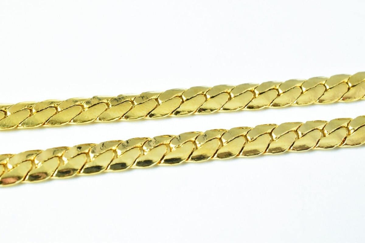 18k gold filled EP herringbone cuban chain 18kt gold filled size 18"/20" inch long 5mm/4mm width item #cg440/cg514 jewelry...