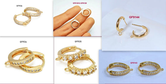 18K Gold Filled Look, EP Leverback Hook Earring Findings Plain and with Clear Zirconia jewelry making supplies