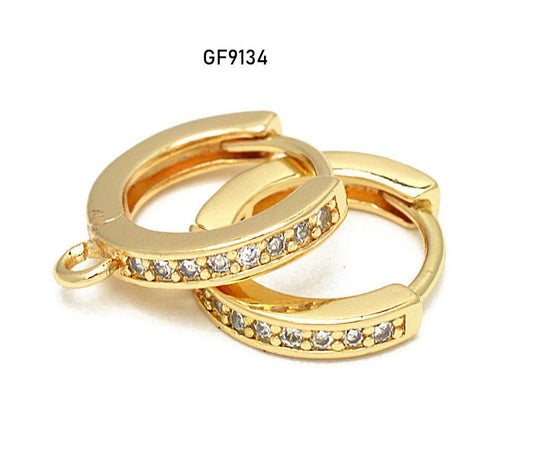 18K Gold Filled Look, EP Leverback Hook Earring Findings Plain and with Clear Zirconia jewelry making supplies - detail im...