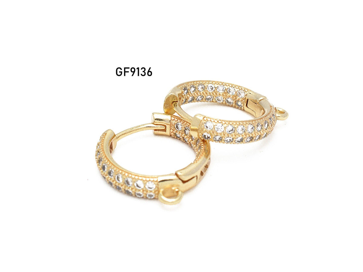 18K Gold Filled Look, EP Leverback Hook Earring Findings Plain and with Clear Zirconia jewelry making supplies - detail im...