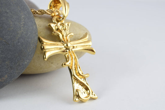 18K as Gold Filled* Cross Pendants Size 38x22mm, Christian Religious Cross Charm, First Communion Baby Baptism For Jewelry...