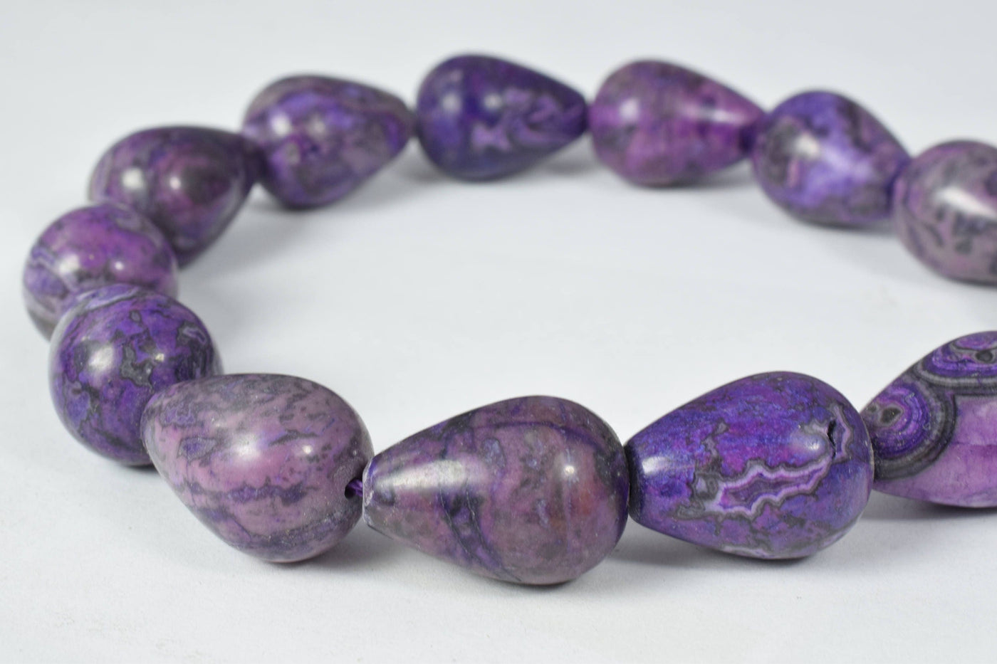 18x14mm Tear Breciated Purple Jasper Stone Beads, Sold by 21pcs, 2mm hole opening. 96.6grams/pk jewelry making supplies