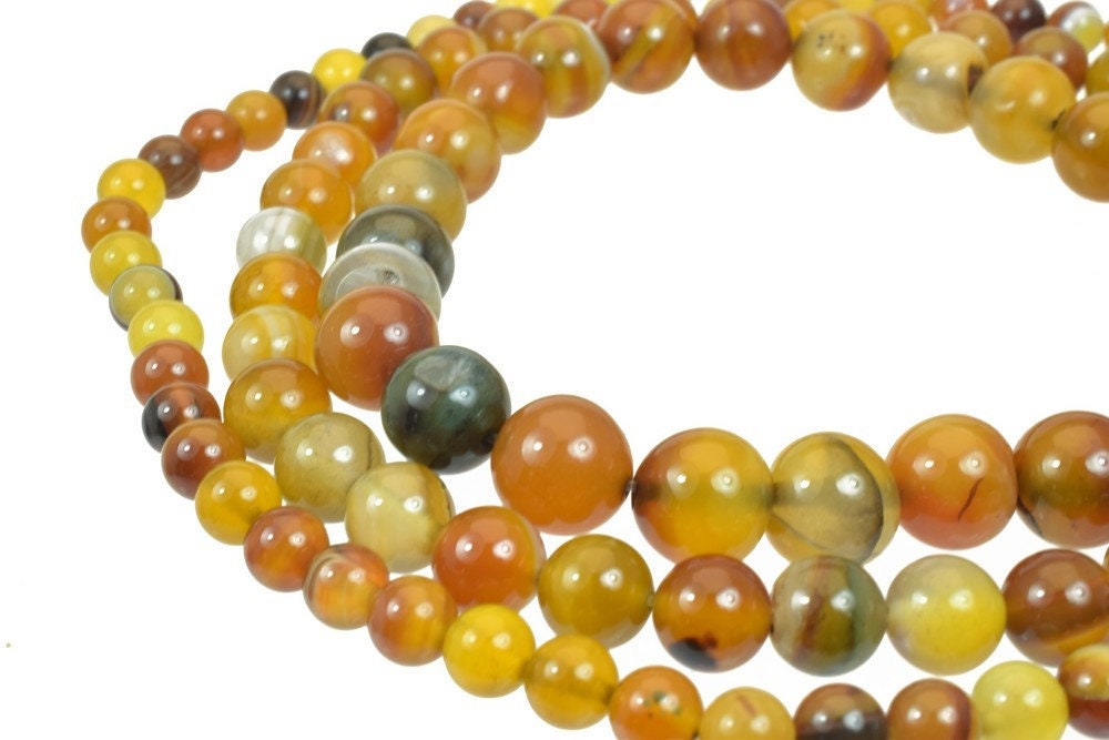 Yellow Brown Madagascar Agate Gemstone Round Beads 6mm/8mm/10mm Natural Stones Beads Natural healing stone chakra stones f...