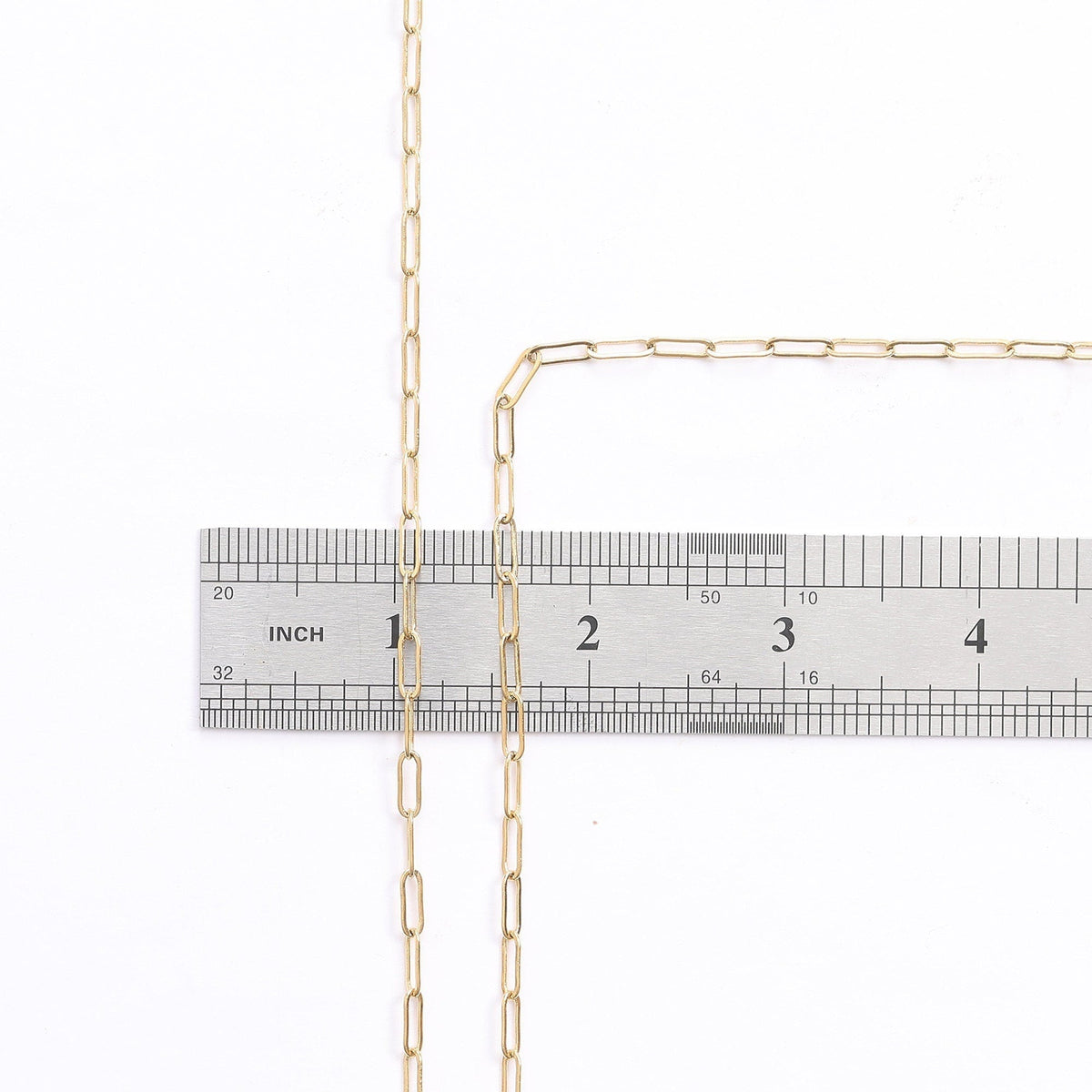 Paper Clip Chain Cable Link: Electroplated Gold Finish, 2mm & 3mm Sizes | 18K Gold Copper, Skin-Friendly, Jewelry Crafting