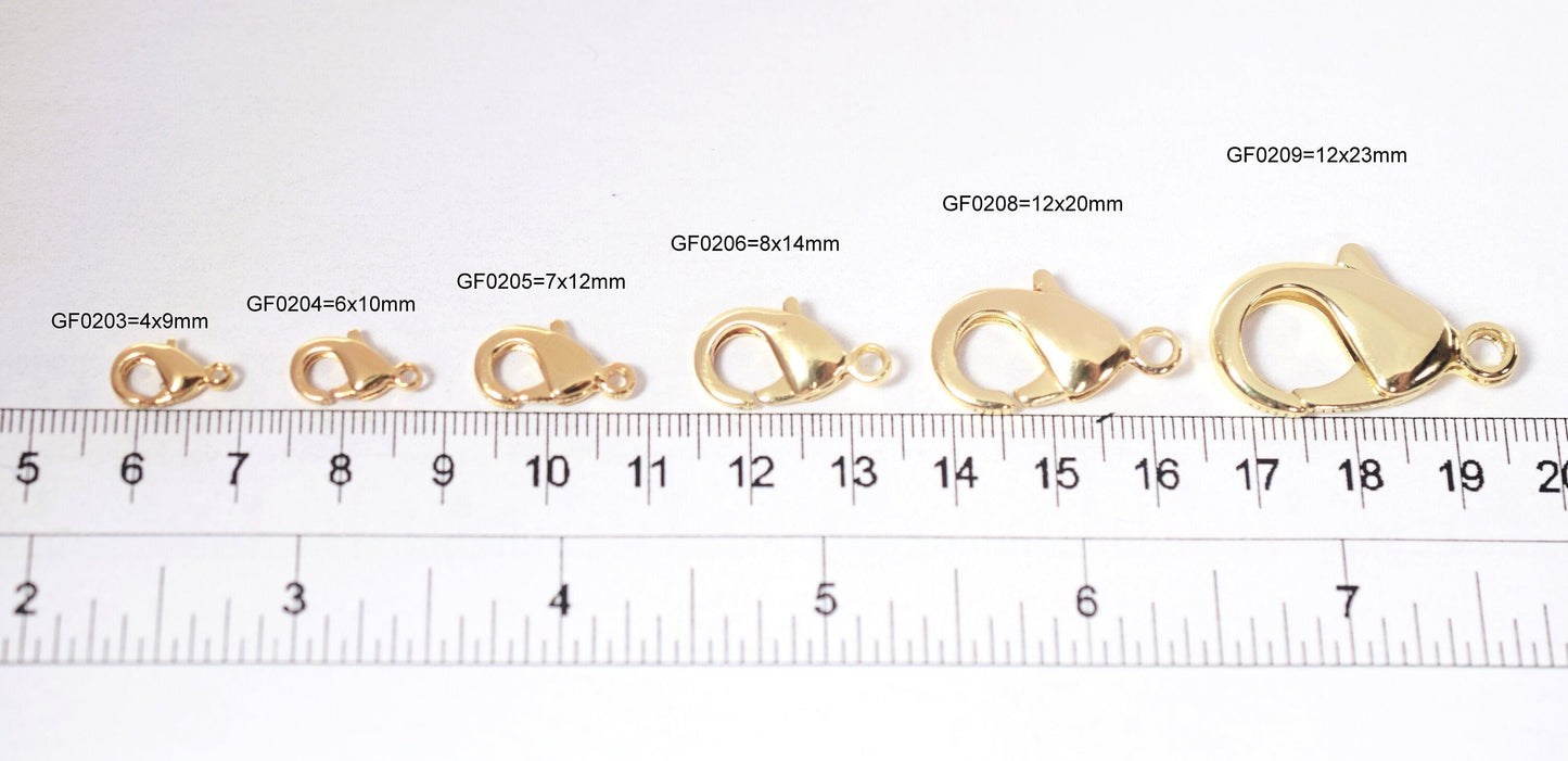 Gold filled Alternative Findings, EP 18K lobster clasp Findings sizes: 4x9mm/6x10mm/7x12mm/8x14mm/12x20mm/12x23mm jewelry...