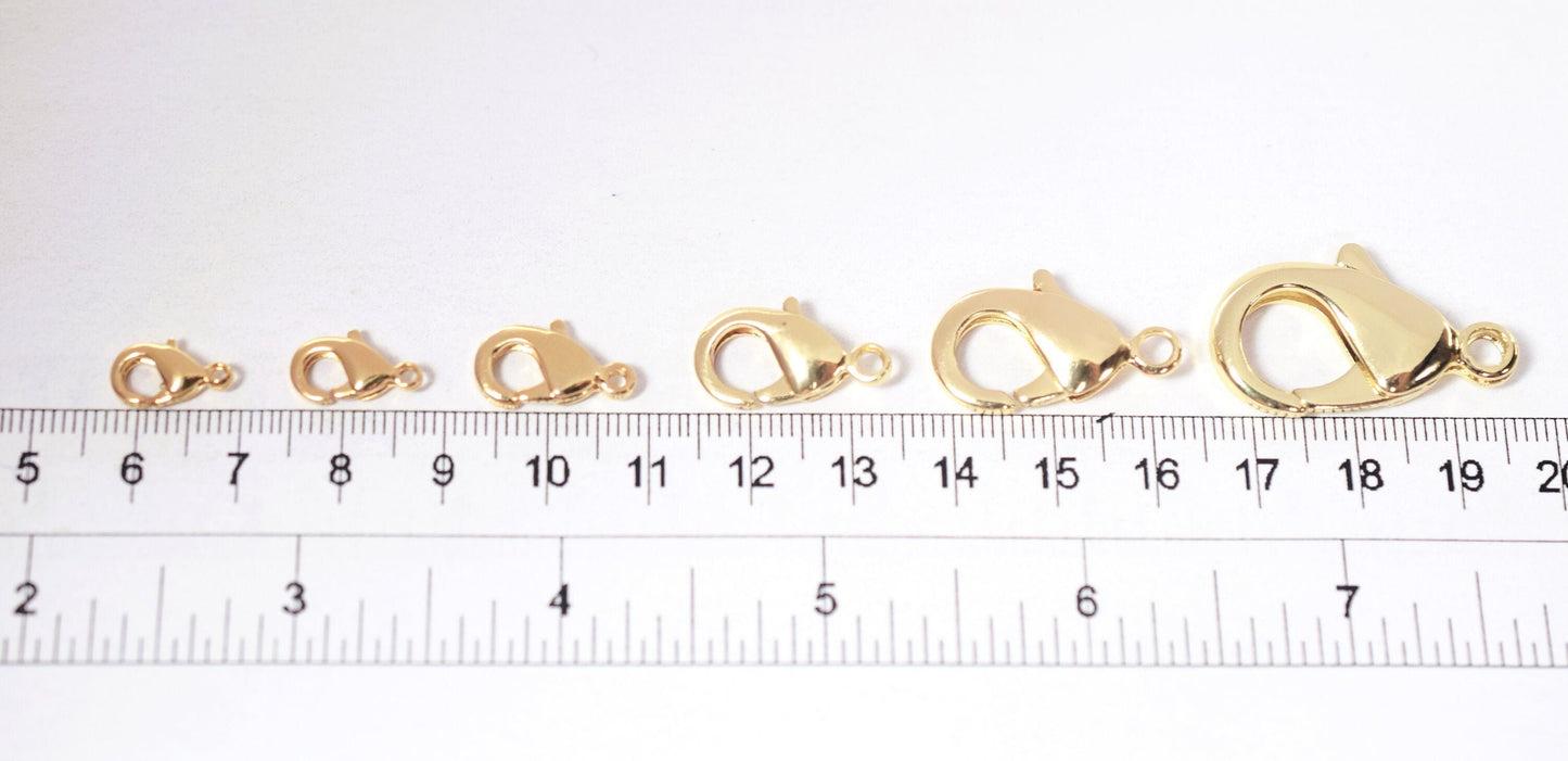 Gold filled Alternative Findings, EP 18K lobster clasp Findings sizes: 4x9mm/6x10mm/7x12mm/8x14mm/12x20mm/12x23mm jewelry...