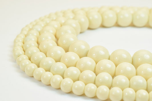 Creamy Glass Beads Round Shine - Pearl Finish Jewelry Beads - 6mm to 12mm, Loose Vintage Style, Craft Supplies