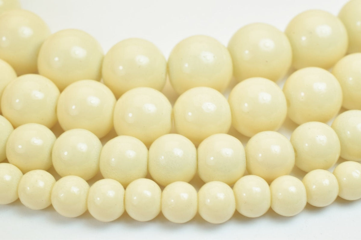 Creamy Glass Beads Round Shine - Pearl Finish Jewelry Beads - 6mm to 12mm, Loose Vintage Style, Craft Supplies