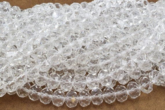 Clear Crystal Donut Rondelle Faceted Beads for Jewelry, Decoration, Chandelier 2x3mm 3x4mm 4x6mm 6x8mm 8x10mm 9x12mm jewel...