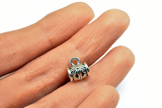 10x10mm Sunflower Hanger Decorative Antique Silver Beads, 2mm hole 1mm thickness bail 1.5mm Finding For Jewelry Making 10P...