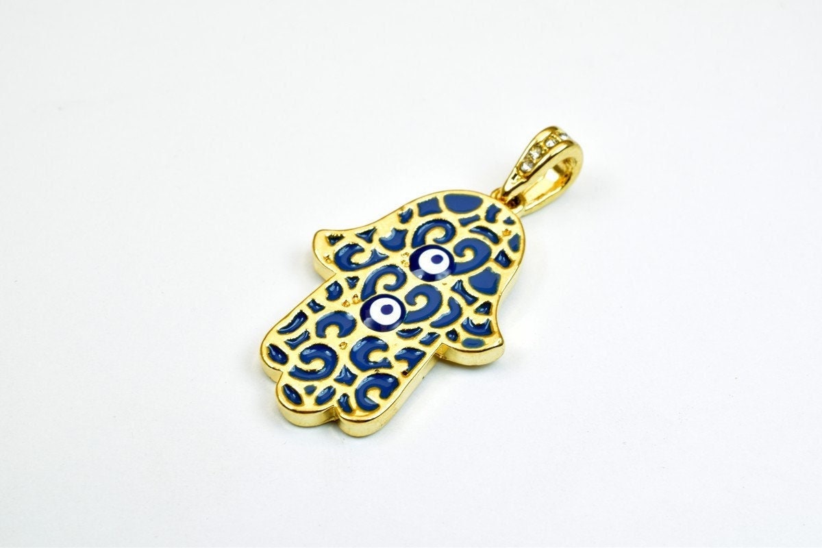18k as gold filled* hamsa hand pendant charm some with cubic zircon (cz) rhinestone 5 styles for jewelry making gp91, gp92...