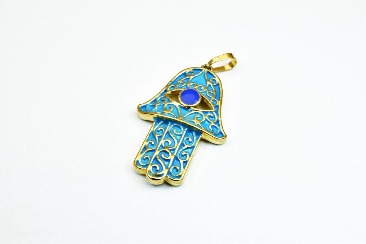 18k as gold filled* hamsa hand pendant charm some with cubic zircon (cz) rhinestone 5 styles for jewelry making gp91, gp92...