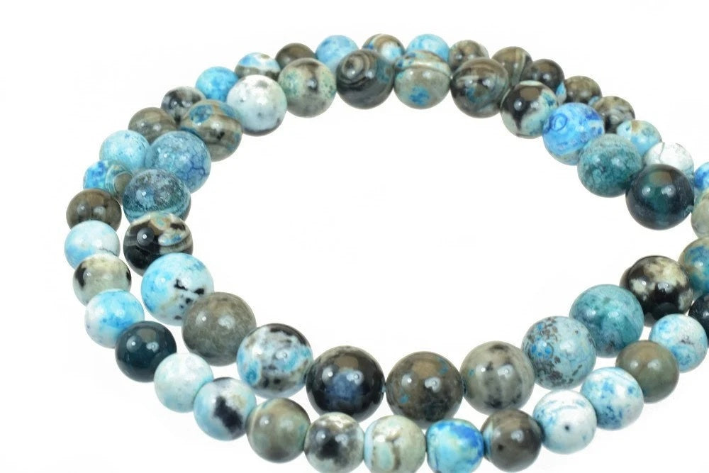 ocean blue crazy agate 8 mm 10 mm gemstone faceted round stone beads natural healing stone chakra stones for jewelry makin...