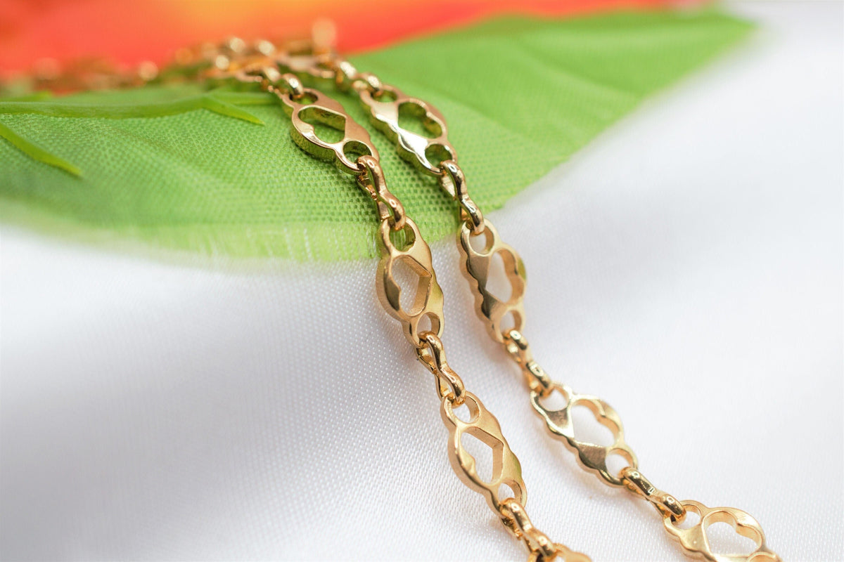 18" inches 18k gold filled EP heart connector chain, 6mm width 1mm thickness, chain findings for jewelry making cg516 jewe...