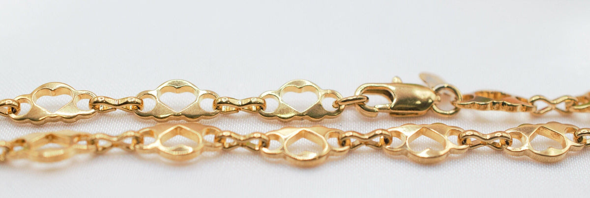 18" inches 18k gold filled EP heart connector chain, 6mm width 1mm thickness, chain findings for jewelry making cg516 jewe...