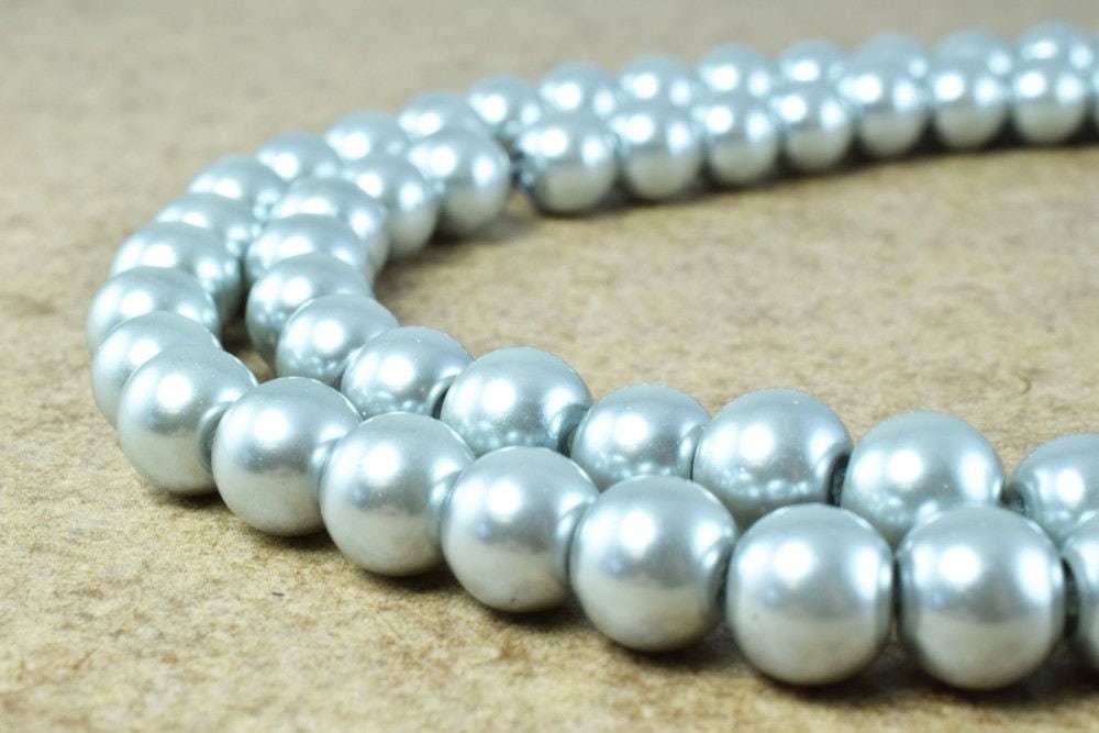 Glass Pearl Beads Light Silver Gray Size 10mm Shine Round Ball Beads for Jewelry Making Item#789222046323 jewelry making s...