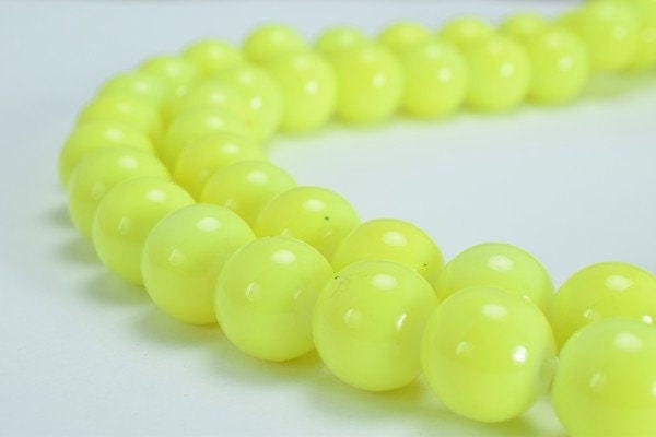 Fluorescent Yellow Glass Beads 10mm Shine Round Beads For Jewelry Making Item #789222045548 jewelry making supplies