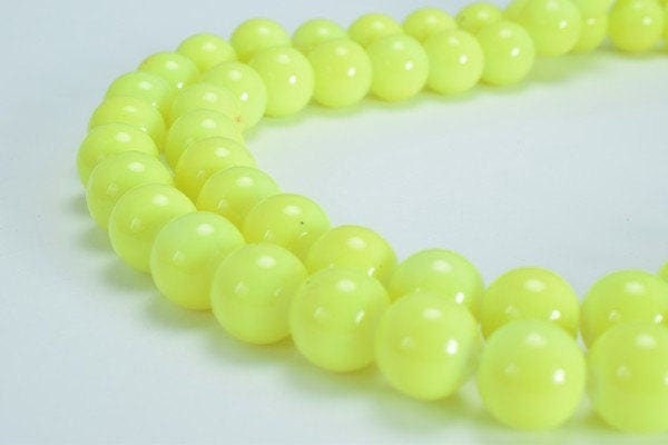 Fluorescent Yellow Glass Beads 10mm Shine Round Beads For Jewelry Making Item #789222045548 jewelry making supplies - deta...