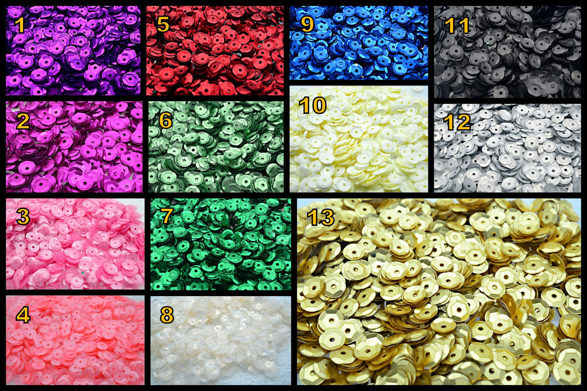 Matte Sequins and Clear/Confetti Glitter Bridal Craft/Loose Paillettes,Wholesale Sequins 3/4/6mm Faceted Cup Shape 13 Colo...
