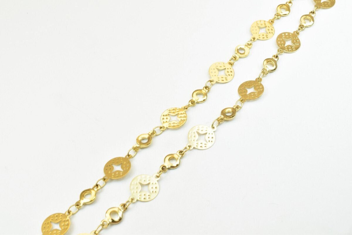 175 Inch Chain Jewelry Making Supply, Gold Filled Alternative (18k , 8mm Width, , Clasp 10x5mm)