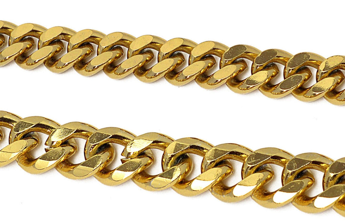 18K Gold Filled Alternative Cuban Chain: Thick Electro Plated Link Necklace, Tarnish-Resistant Finish (13mm/15mm, Sold by Foot)