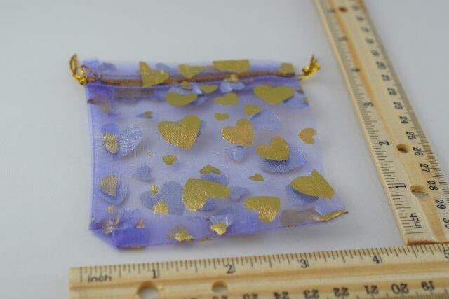 3x4 Metallic Hearts Party Favor Organza Bags Sold by 1 dozen jewelry making supplies - detail image 3