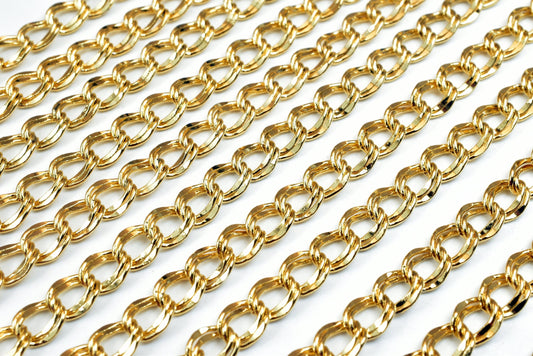 18k gold filled EP double cable chain 19 3/4" length, 5mm width, 2mm thickness gold filled findings chain for jewelry maki...