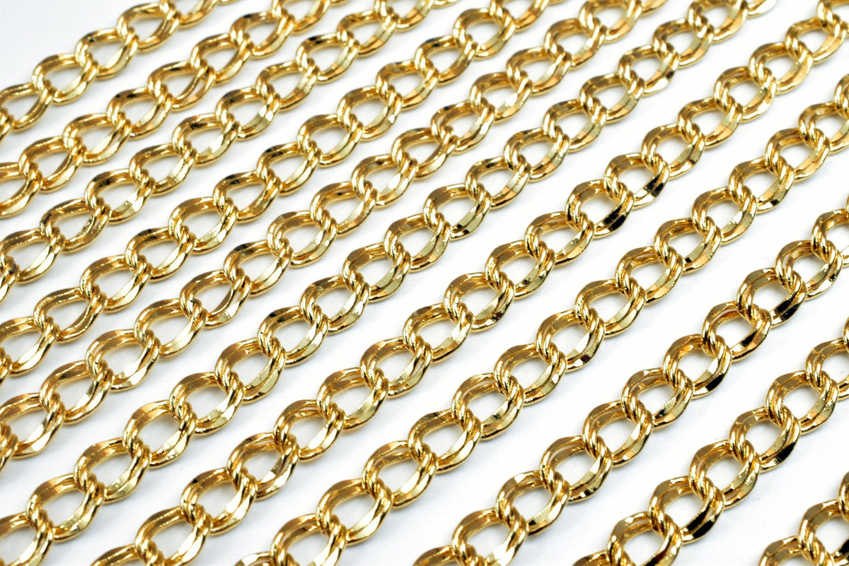 18k gold filled EP double cable chain 19 3/4" length, 5mm width, 2mm thickness gold filled findings chain for jewelry maki...