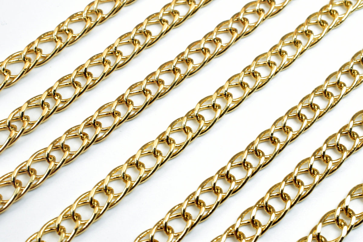 18K Gold Filled Alternative Cable Link Chain, Tarnish Resistant (5mm Width, 2mm Thickness, 19 Inch Length, )