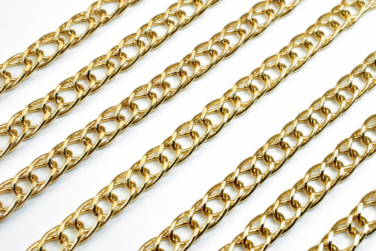 18K Gold Filled Alternative Cable Link Chain, Tarnish Resistant (5mm Width, 2mm Thickness, 19 Inch Length, )