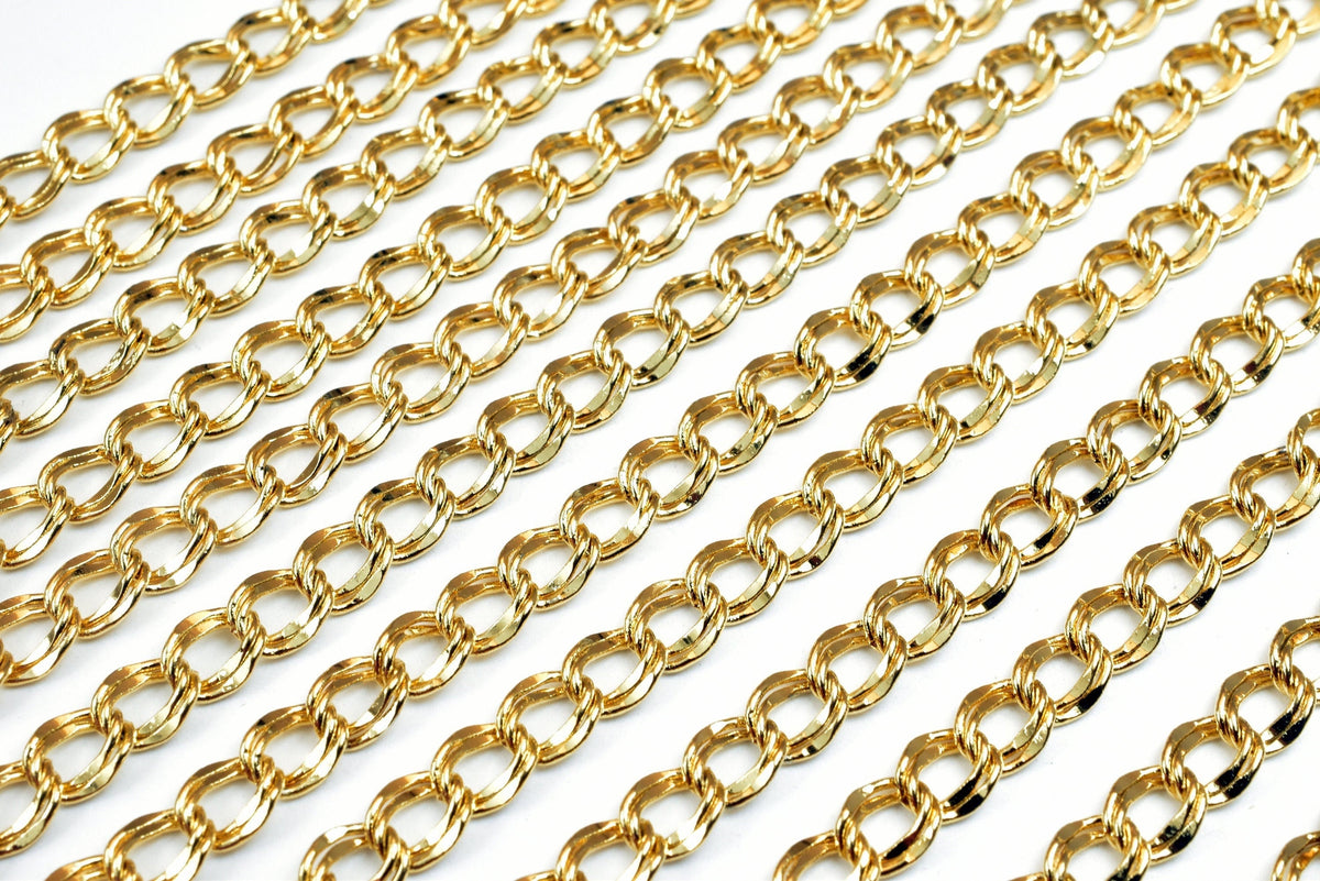 18k gold filled EP double cable chain 19 3/4" length, 5mm width, 2mm thickness gold filled findings chain for jewelry maki...