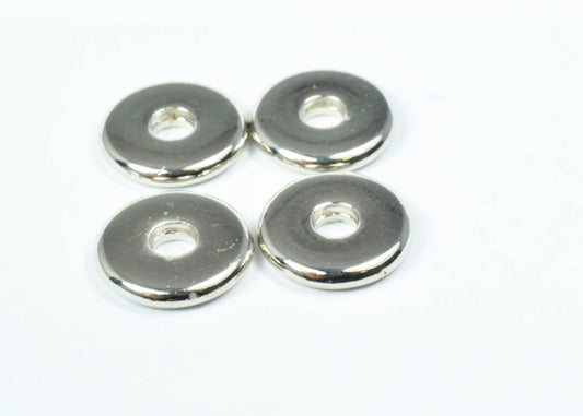 14mm Round Large Hole Silver Plastic Washer Beads, Washer Beads, Washer,Silver Heishi Smooth Disc Britannia Pewter, Silver...