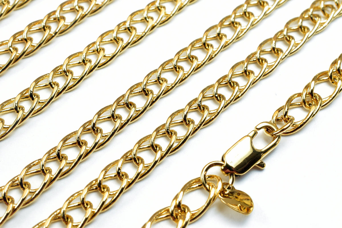 18K Gold Filled Alternative Cable Link Chain, Tarnish Resistant (5mm Width, 2mm Thickness, 19 Inch Length, )