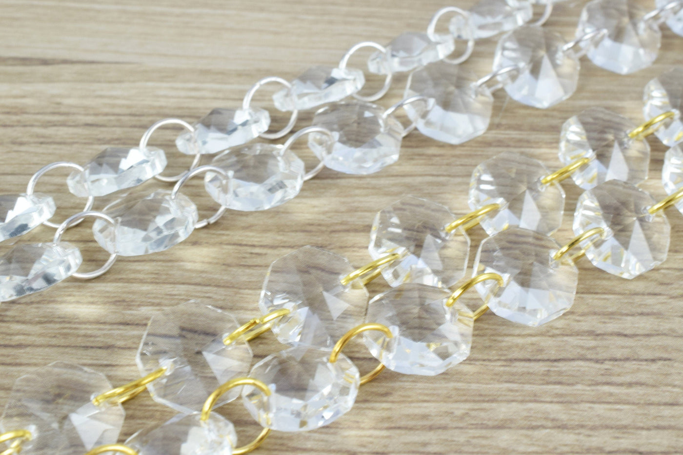 14mm 1 Yard Crystal Glass Beaded Garland for Wedding Centerpiece Decorations, Party Decor, Gold,Silver Crystal Bead Garlan...