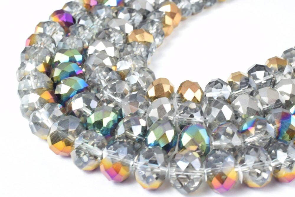 11x14mm 12.5" Strand Rondelle Faceted Various Colored Crystal Beads, Opaque Rondelle Beads,Shaped Crystal, Faceted, Beadin...