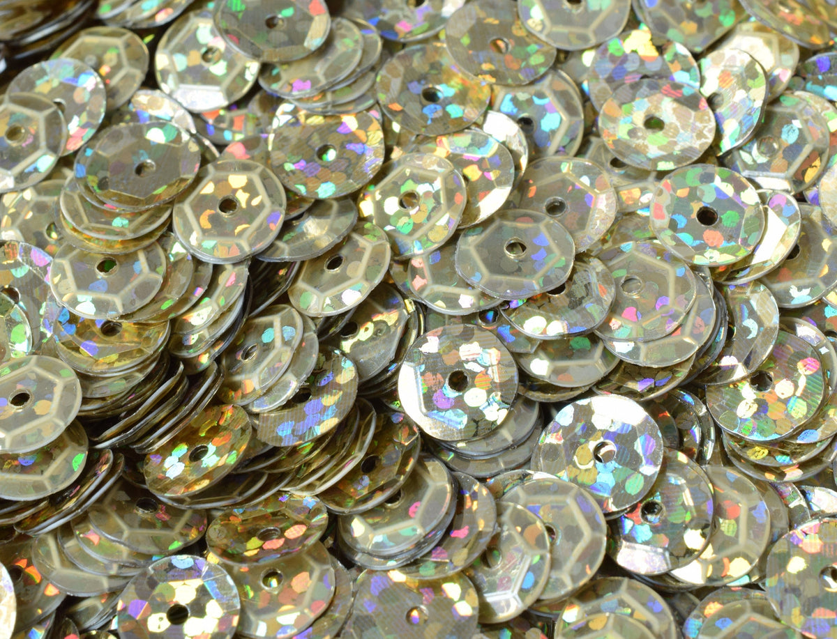 6mm Light Gold Brassy Cup Iridescent Sequins Sheen Round Sequins/Loose Paillettes,Wholesale Sequins,Shimmering Sequin Appa...