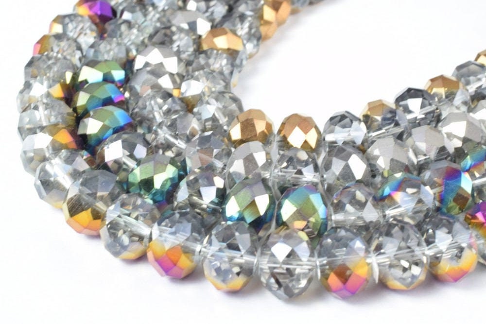 11x14mm 12.5" Strand Rondelle Faceted Various Colored Crystal Beads, Opaque Rondelle Beads,Shaped Crystal, Faceted, Beadin...