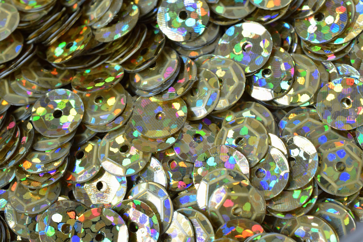 6mm Light Gold Brassy Cup Iridescent Sequins Sheen Round Sequins/Loose Paillettes,Wholesale Sequins,Shimmering Sequin Appa...