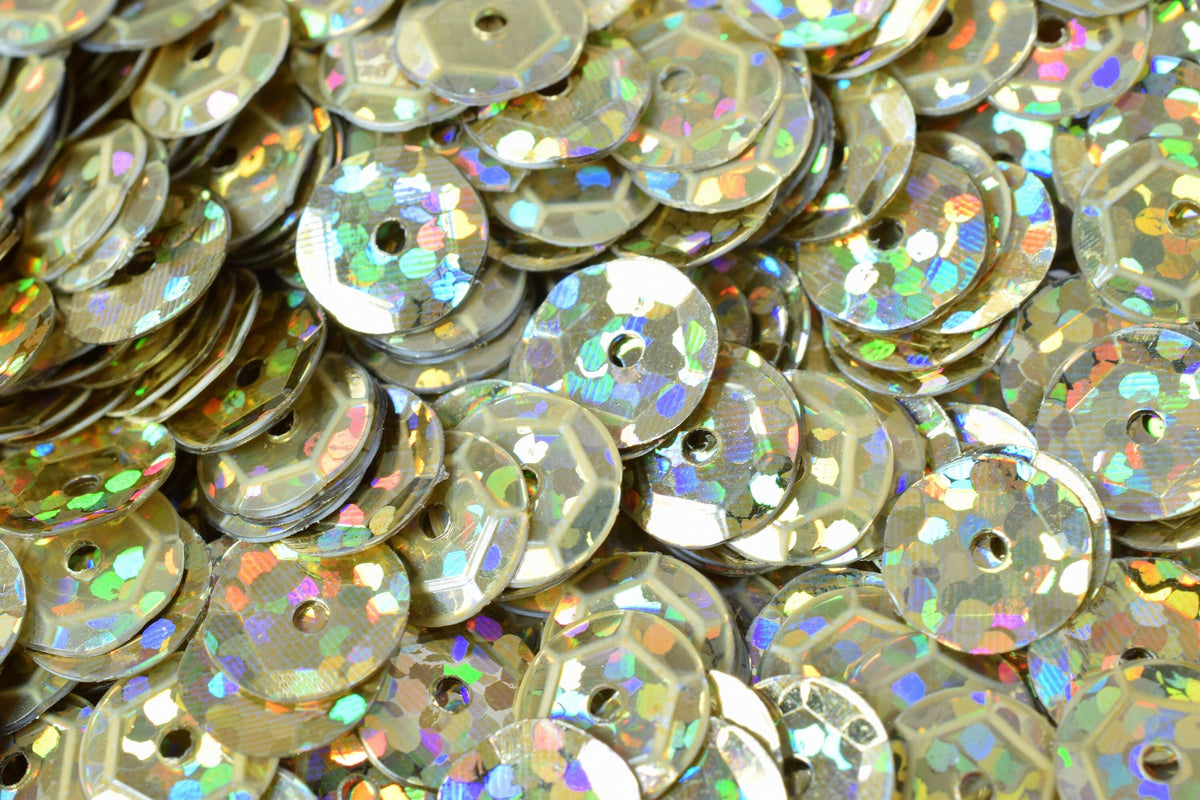 6mm Light Gold Brassy Cup Iridescent Sequins Sheen Round Sequins/Loose Paillettes,Wholesale Sequins,Shimmering Sequin Appa...