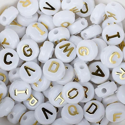 Alphabet Letters 1 LB Plastic beads Black and White/Gold and White/Black and Gold 7mm with a large hole for jewelry making...