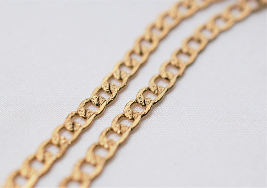 18" inch 18k Gold Filled Look, EP cuban diamond cut chain width 4mm/thickness 1mm jewelry making supplies - detail image 2