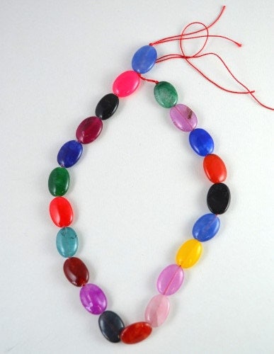 Multi Colored Agate Stone Beads Sold by 1 strand of 21pcs, 20x15mm jewelry making supplies