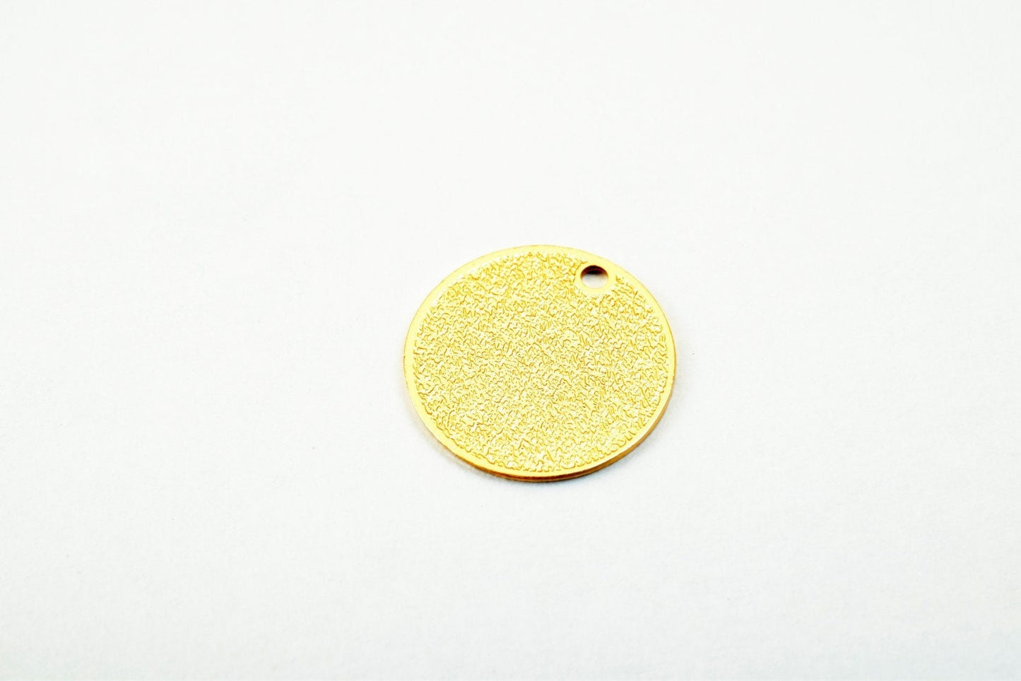 Dainty Thin 18K Pinky Gold Filled Stardust Tag Pendant, Double-Sided Minimalist Charm (12mm Diameter, 0.5mm Thickness, Copper Base)