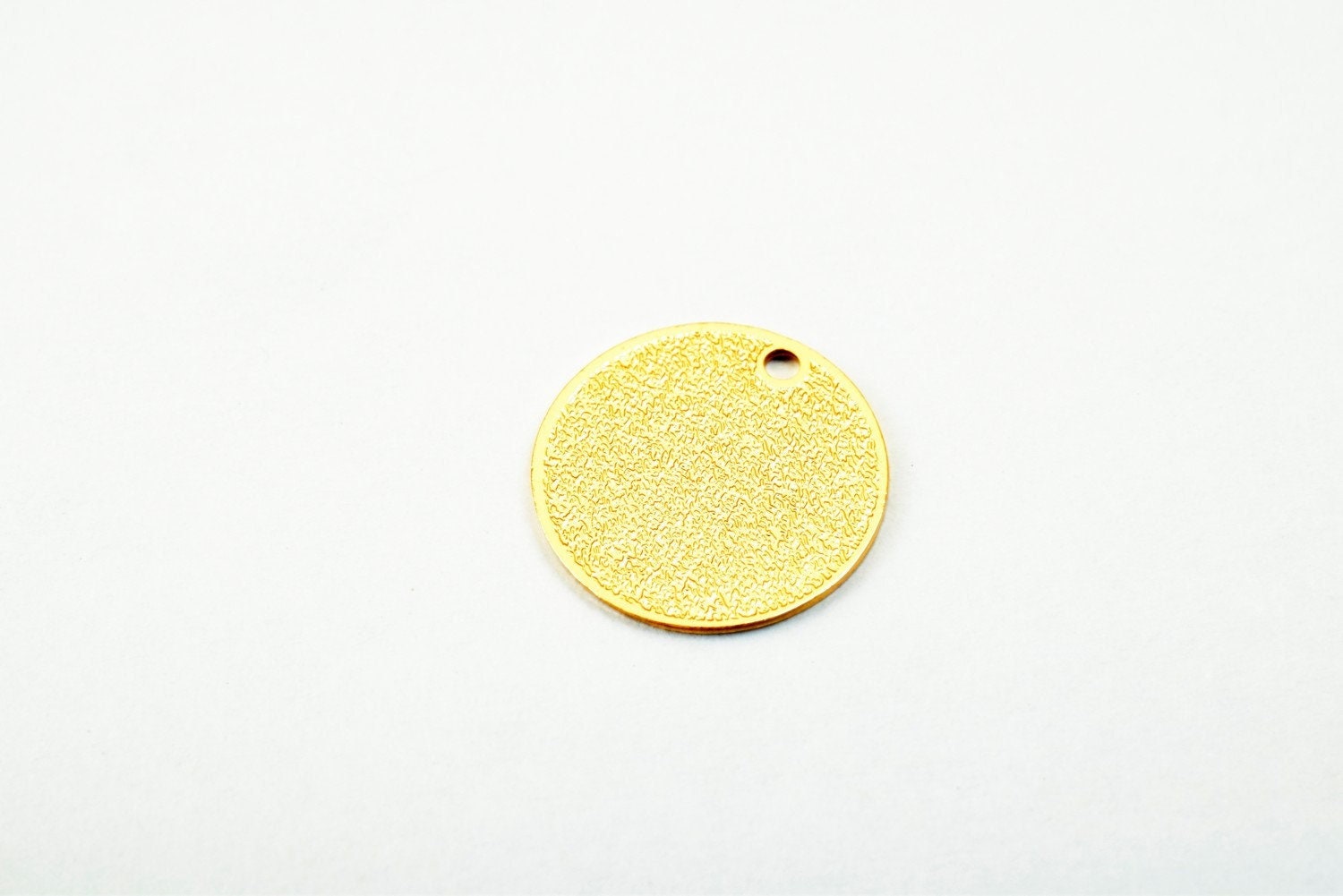 Dainty Thin 18K Pinky Gold Filled Stardust Tag Pendant, Double-Sided Minimalist Charm (12mm Diameter, 0.5mm Thickness, Copper Base)