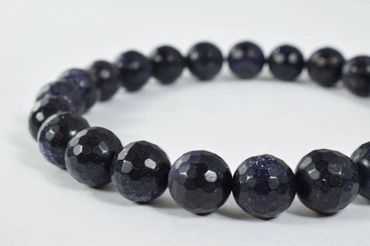 10mm Blue Sandstone faceted round beads, Sold by 1 strand, Night Sky Blue Sandstone Beads Grade AAA Gemstone Micro Faceted...