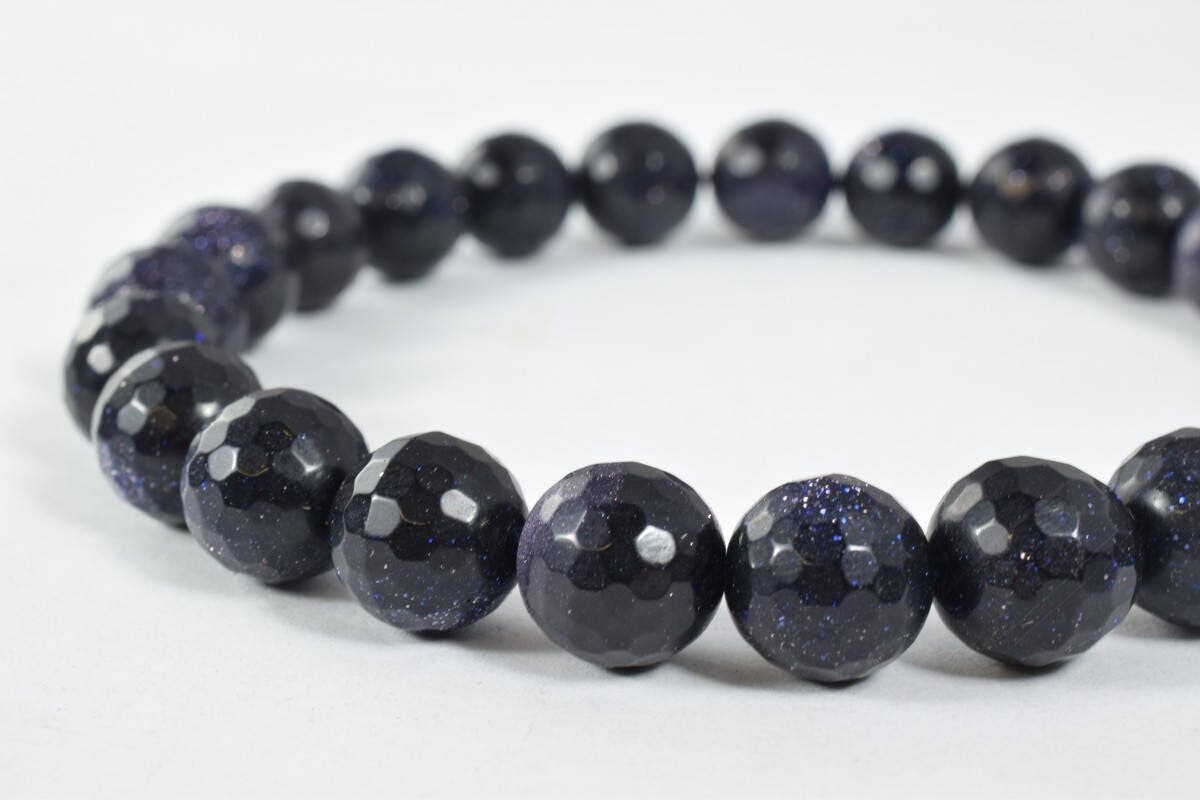 10mm Blue Sandstone faceted round beads, Sold by 1 strand, Night Sky Blue Sandstone Beads Grade AAA Gemstone Micro Faceted...