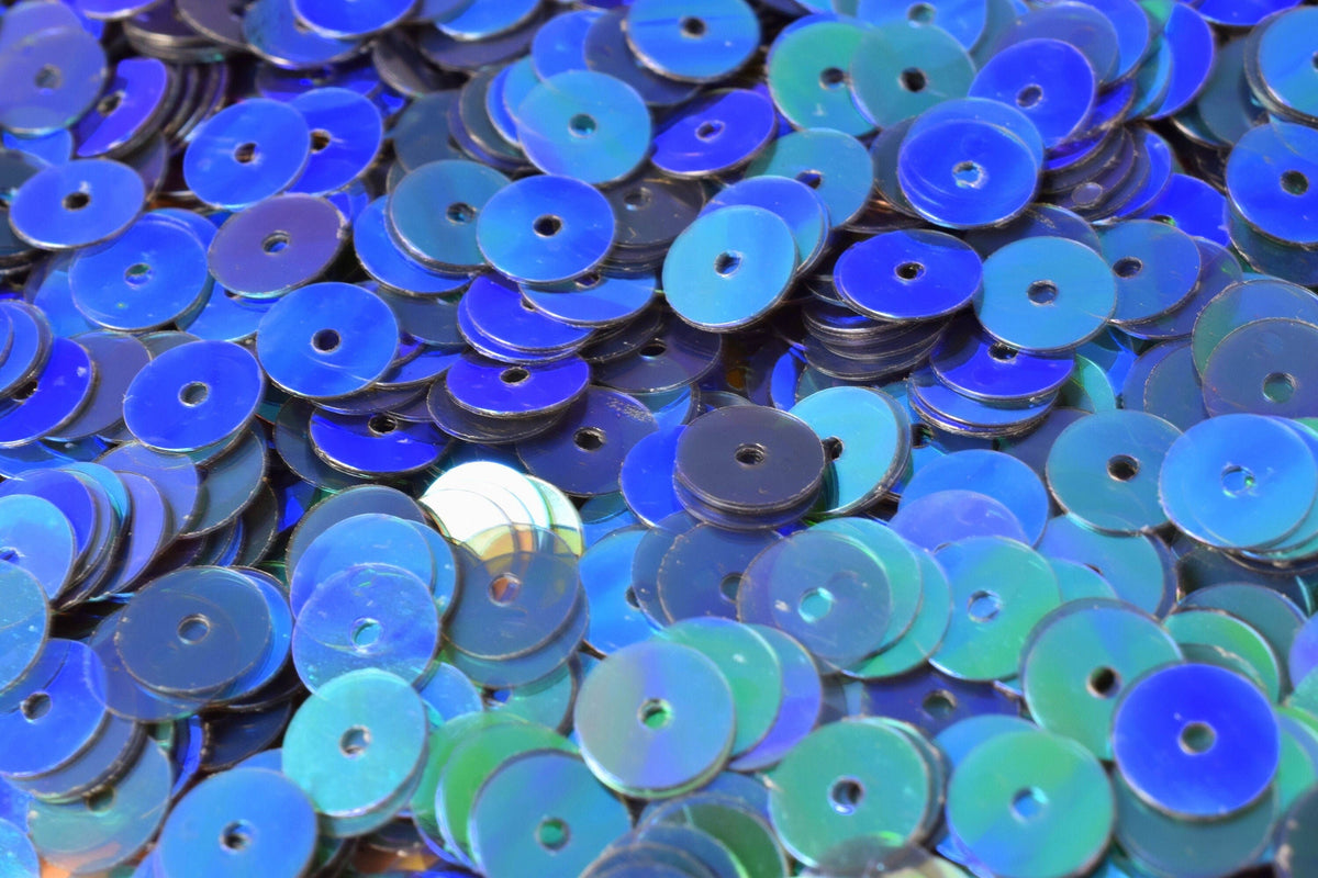 Teal Green Shiny Round Sequins: Iridescent Sheen, 3/4/6mm Sizes | Loose Paillettes, Lightweight Craft Supply, 2000pcs Bulk