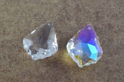 Crystal Chandelier Leaf Prisms Clear or Clear AB Iridescent Size 38x26mm Faceted Pendeloque Crystal jewelry making supplie...